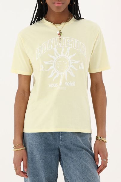 Geel T-shirt "Bonheur"