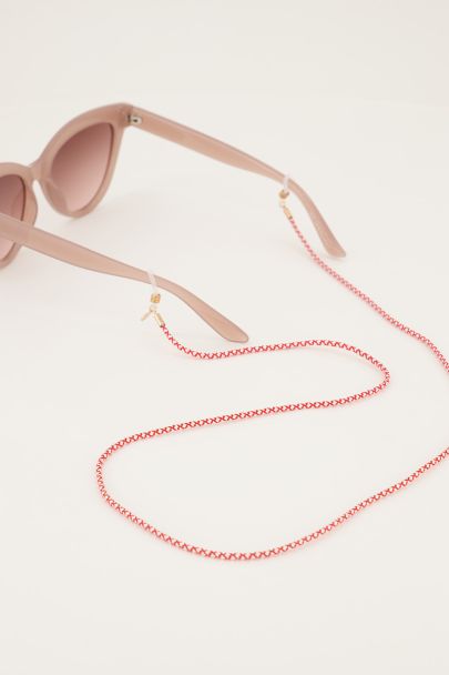 Cordon de lunettes rouge torsad&eacute;