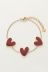 Feines Armband mit burgunderroten Herzen