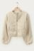 Beige Bouclé-Bomber-Teddyjacke