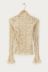 Beigefarbenes Spitzenoberteil mit Manschette