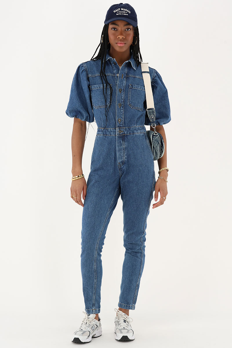 Dark blue denim jumpsuit | My Jewellery