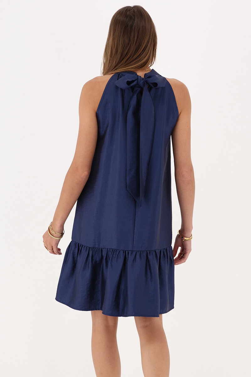 Dark blue halter dress in satin look | My Jewellery
