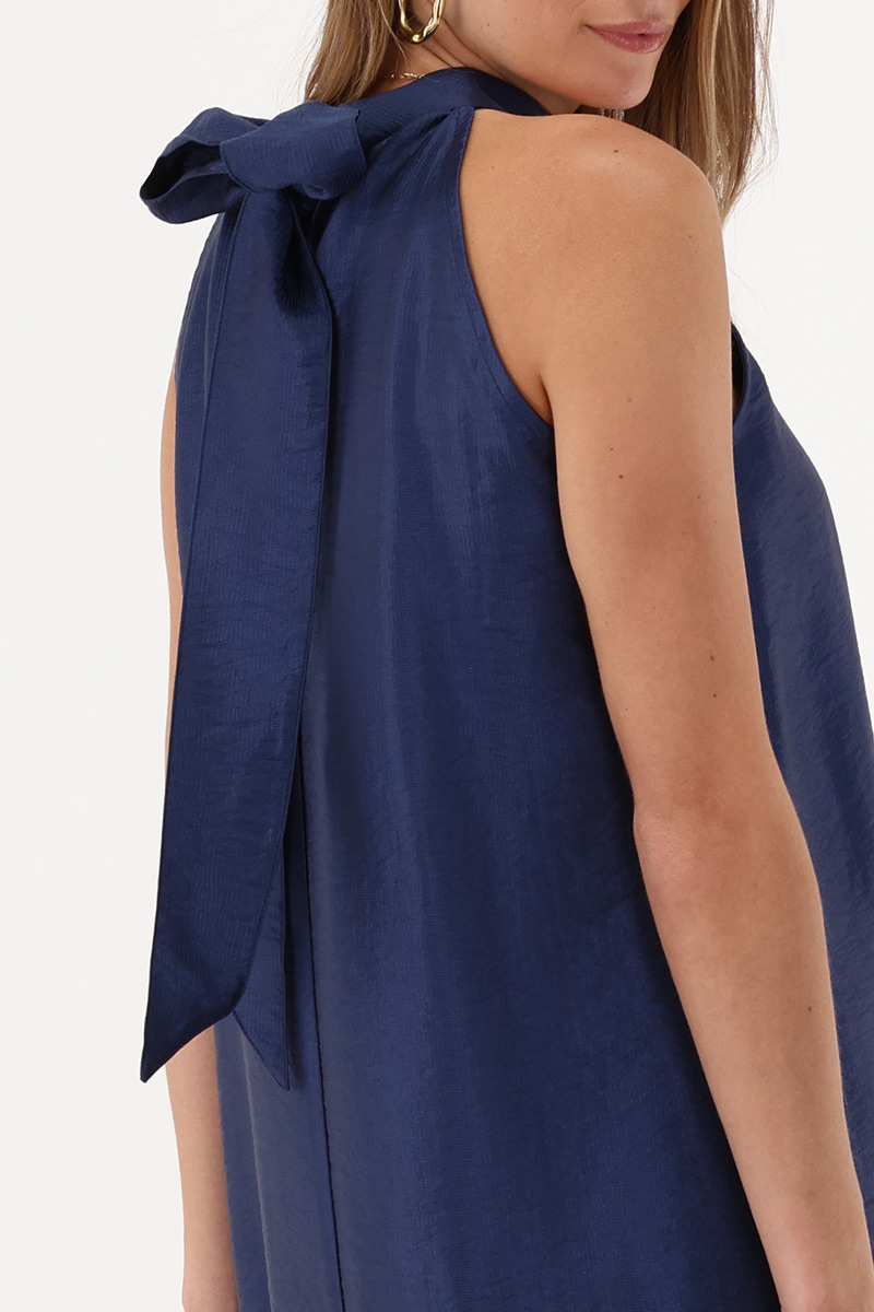 Dark blue halter dress in satin look | My Jewellery