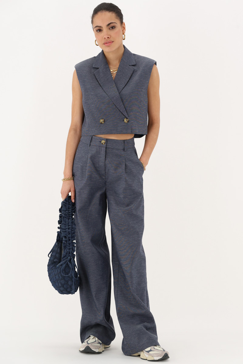 Dark blue melange waistcoat | My Jewellery