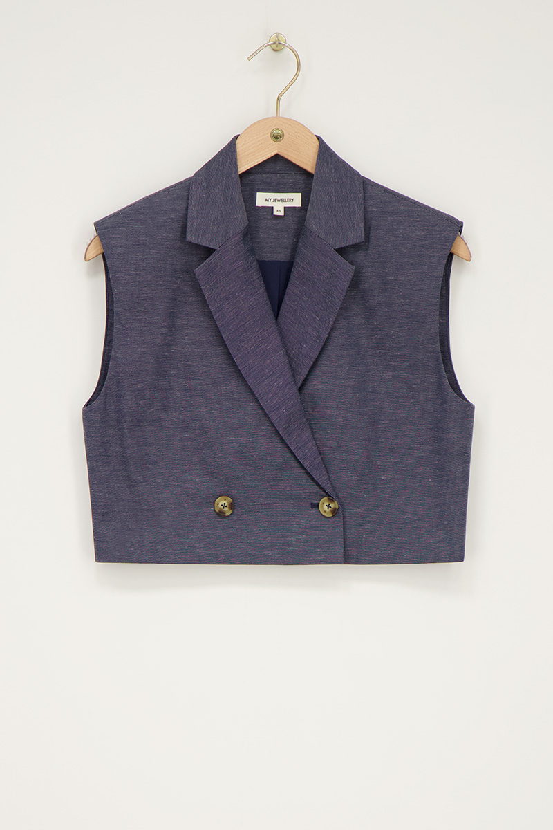 Dark blue melange waistcoat | My Jewellery