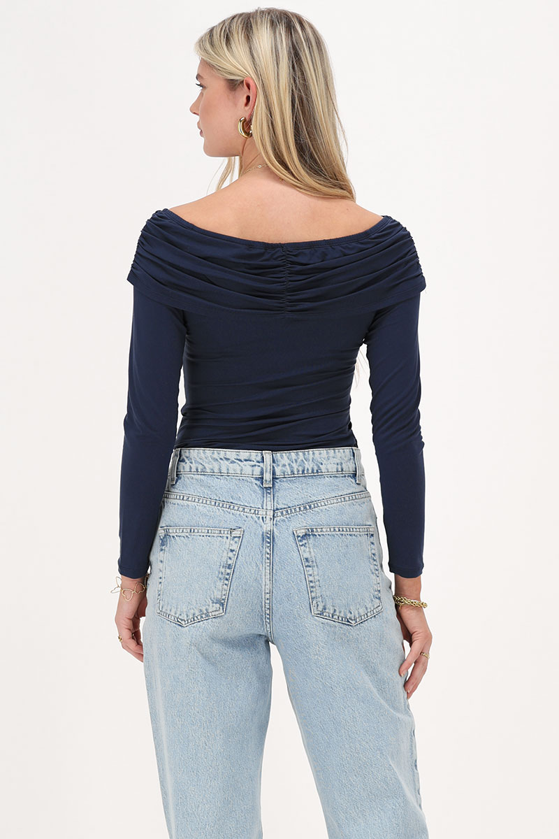 Dark blue off-shoulder top crossover | My Jewellery