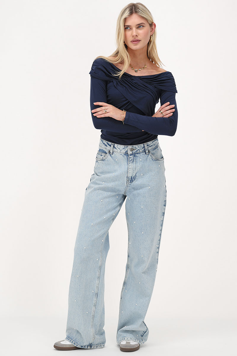 Dark blue off-shoulder top crossover | My Jewellery