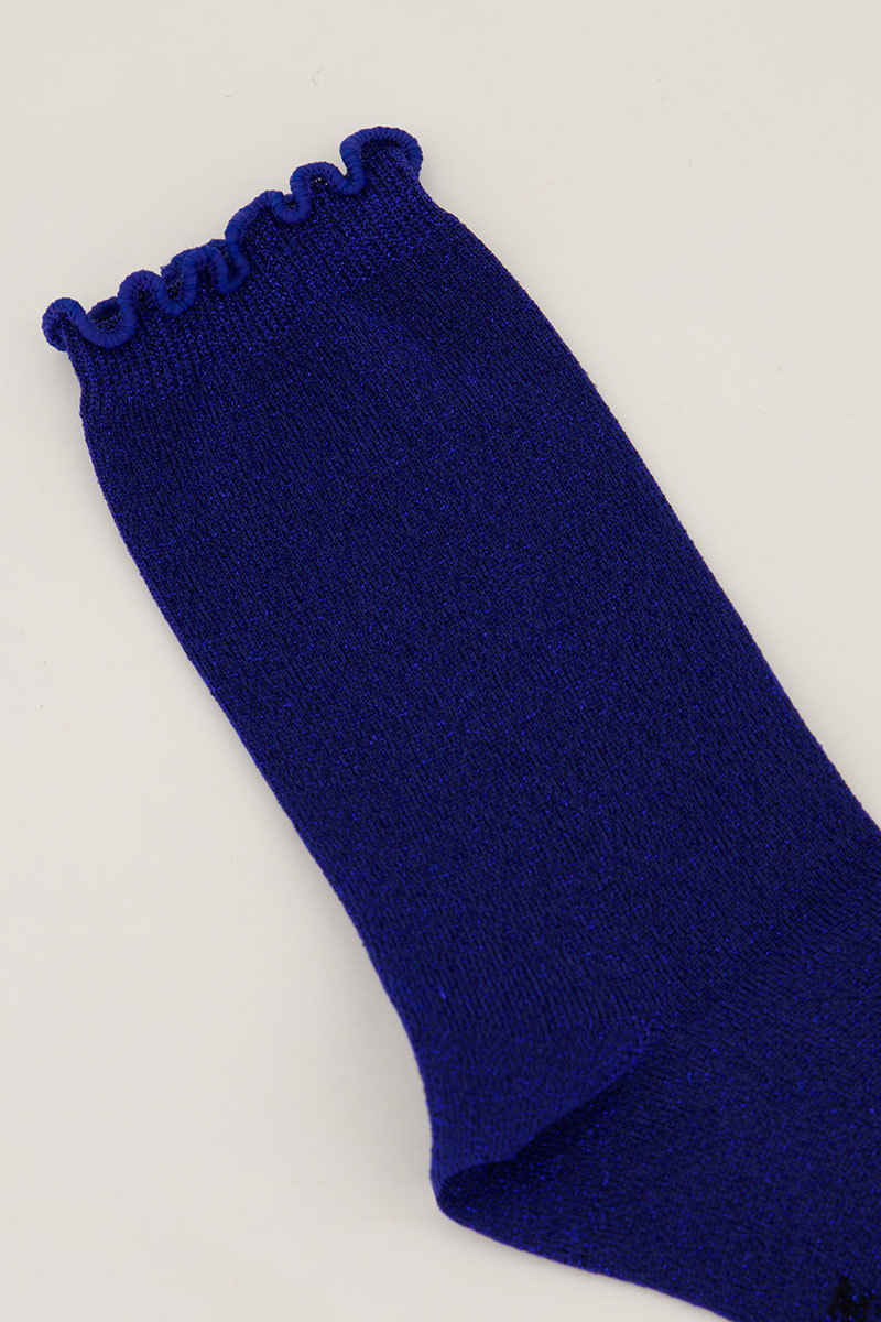 Dark blue socks with lurex and ruffle | My Jewellery