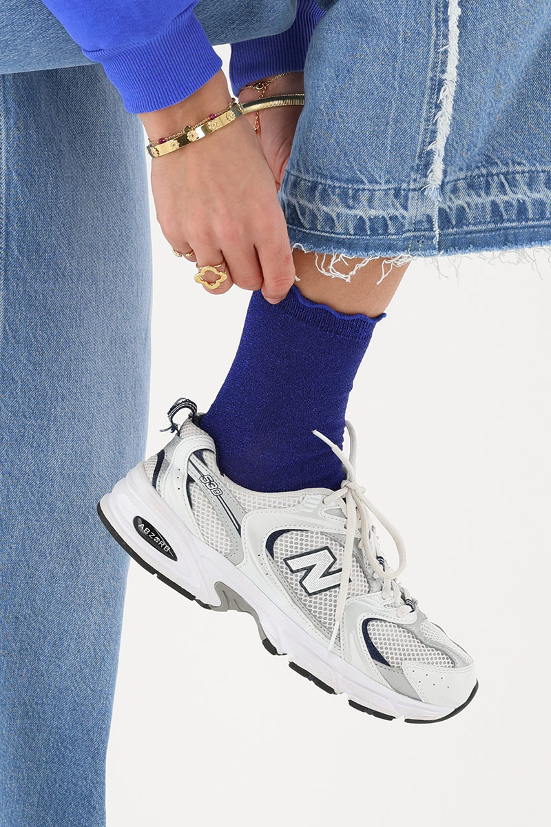 Dark blue socks with lurex and ruffle | My Jewellery