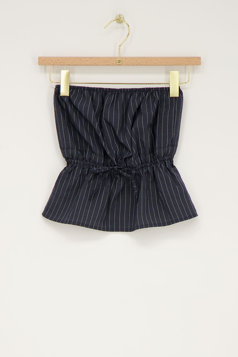 dark blue top with stripes & bow | My Jewellery