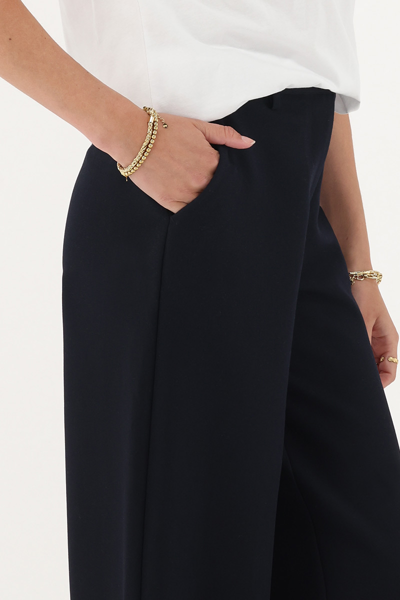 Dark blue wide leg pants with side pockets | My Jewellery