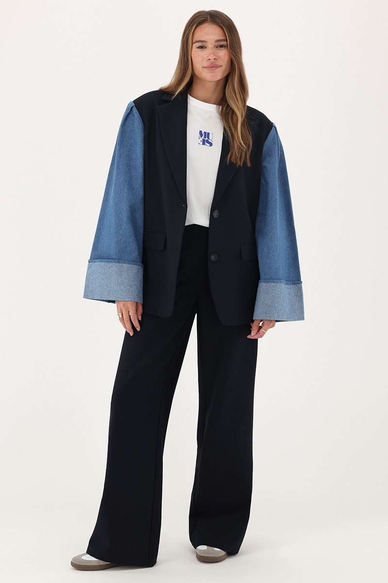 Dark blue wide leg pants with side pockets | My Jewellery