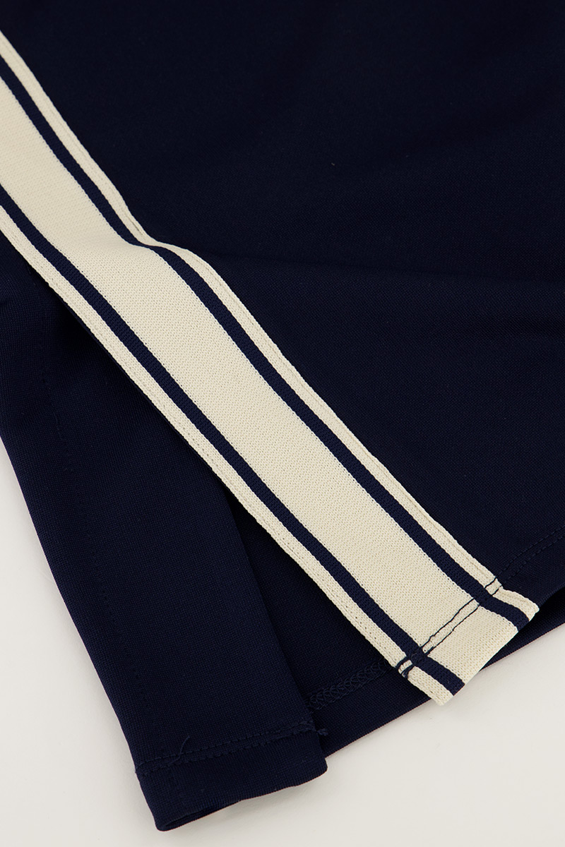 Dark blue wide-leg trousers with tape | My Jewellery