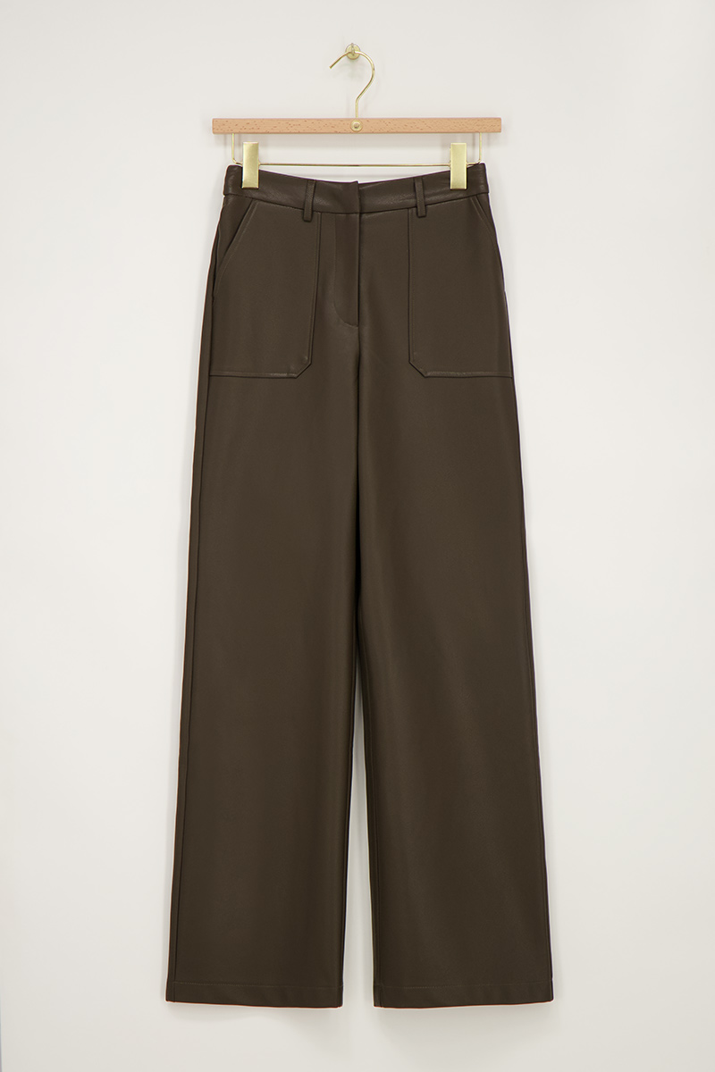 Pantalon en simili cuir foncé avec poches | - My jewellery - Modalova