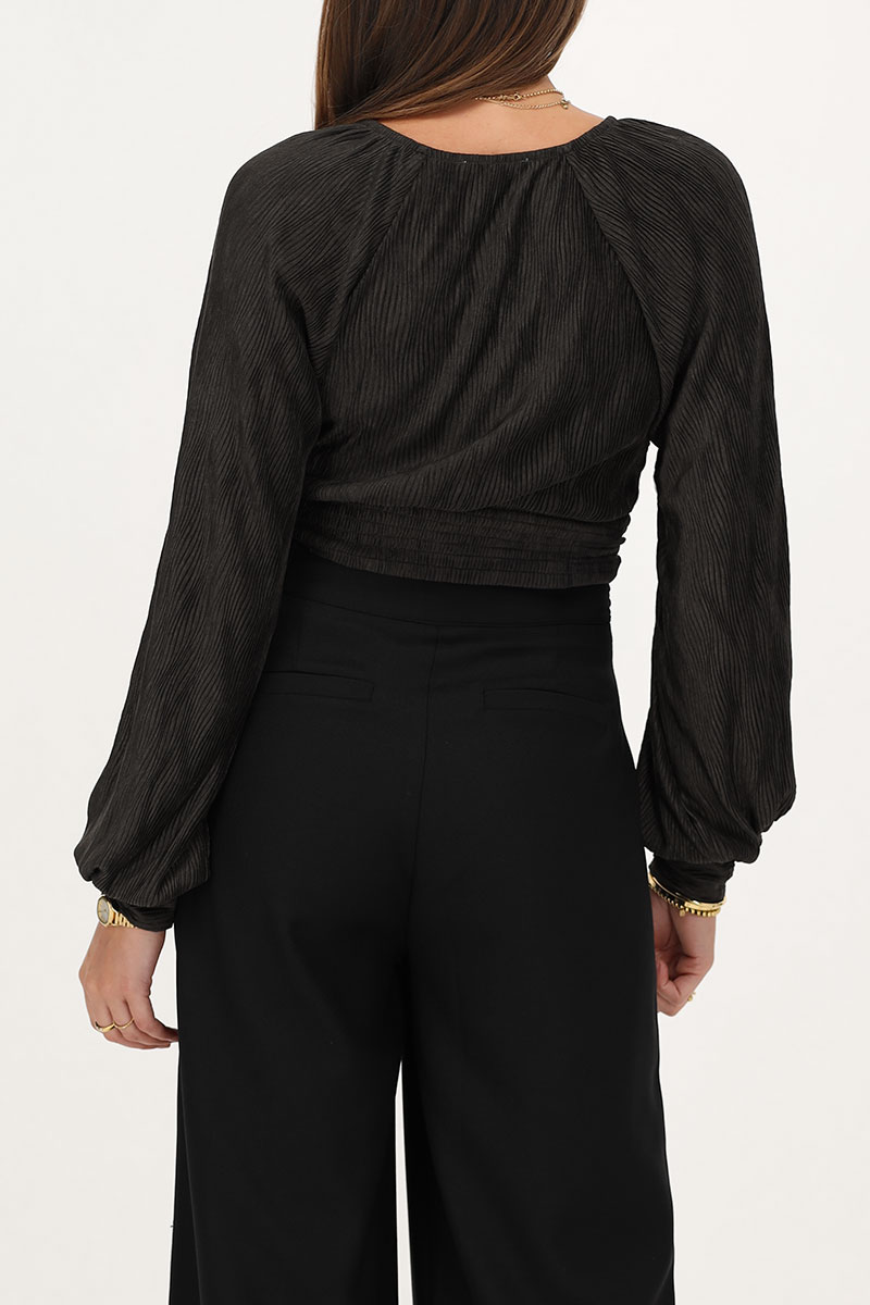 Dark green pleated top with knot | My Jewellery