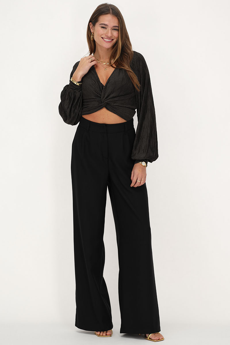 Dark green pleated top with knot | My Jewellery