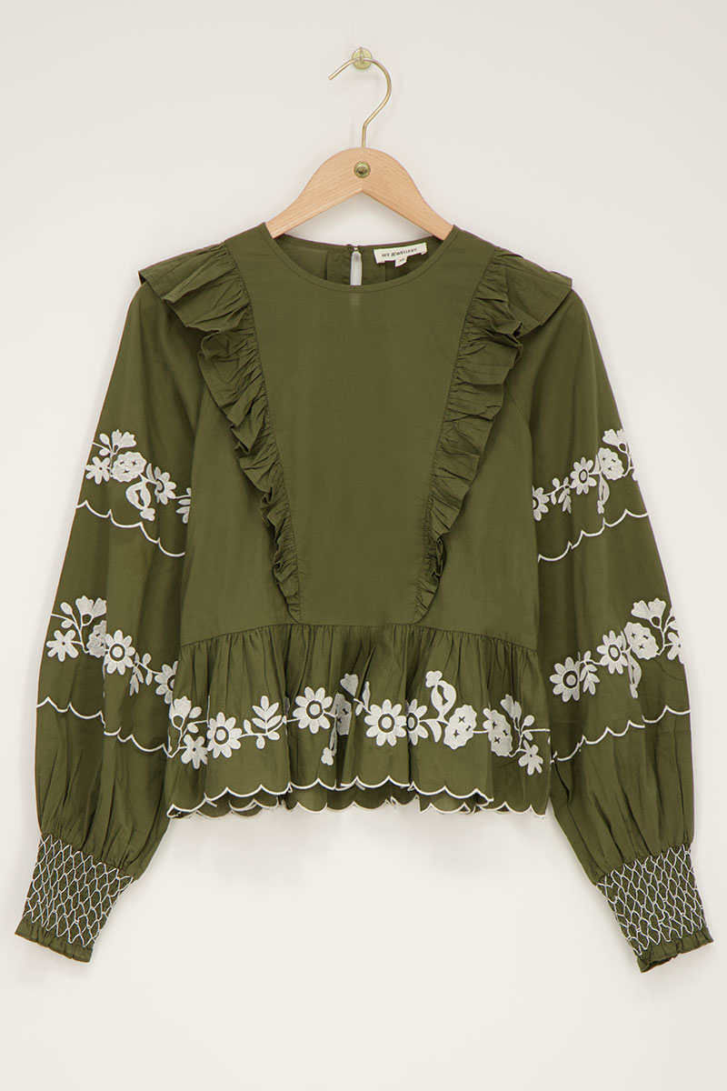 Blouse foncé avec broderie blanche | - My jewellery - Modalova
