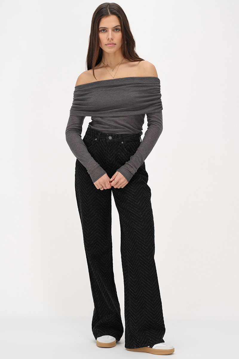 Dark gray off-shoulder top draped | My Jewellery
