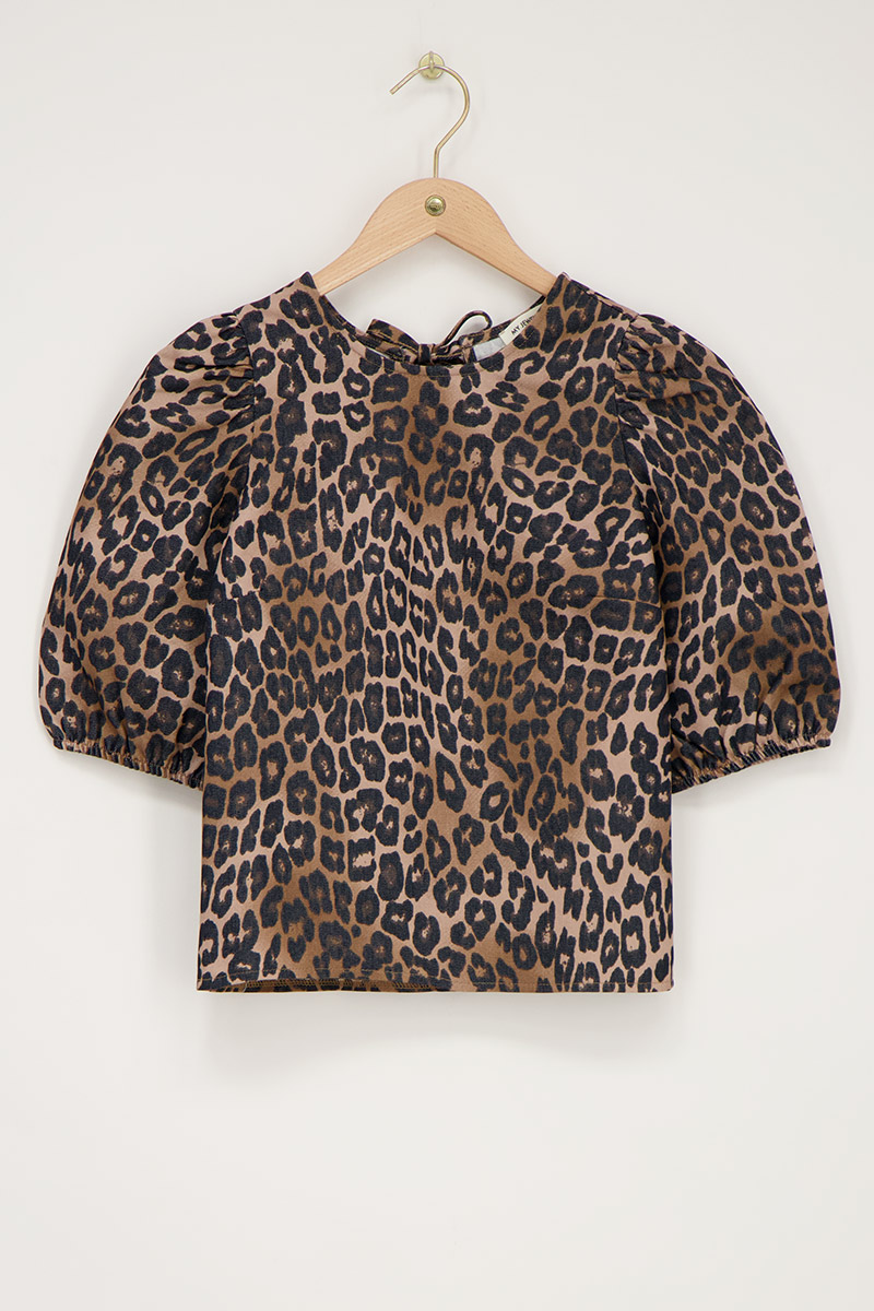 Blouse imprimé léopard foncé avec nœuds dans le dos | - My jewellery - Modalova