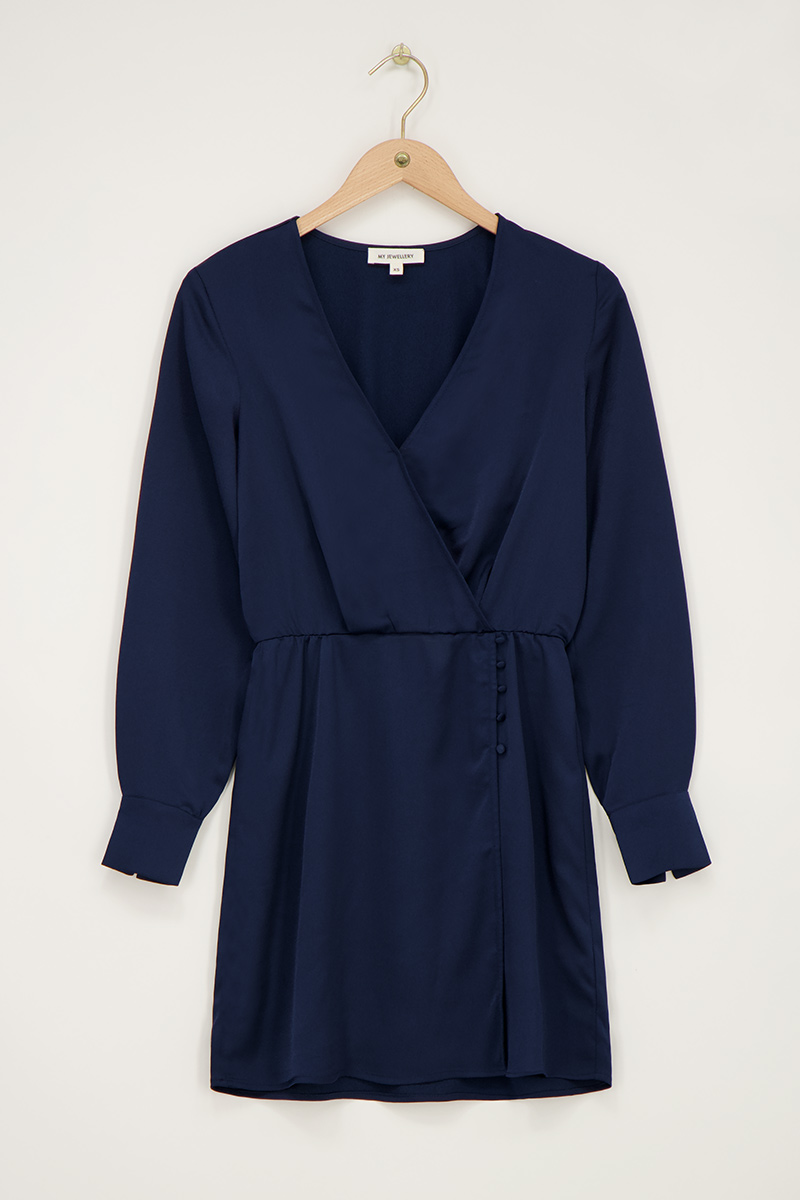 Dark blue dress in satin look | My Jewellery
