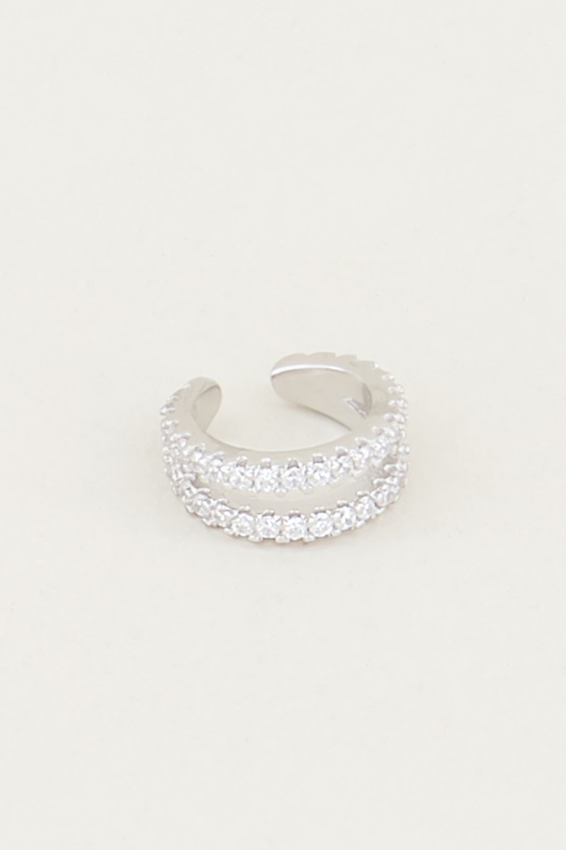Ear cuff double ring rhinestone