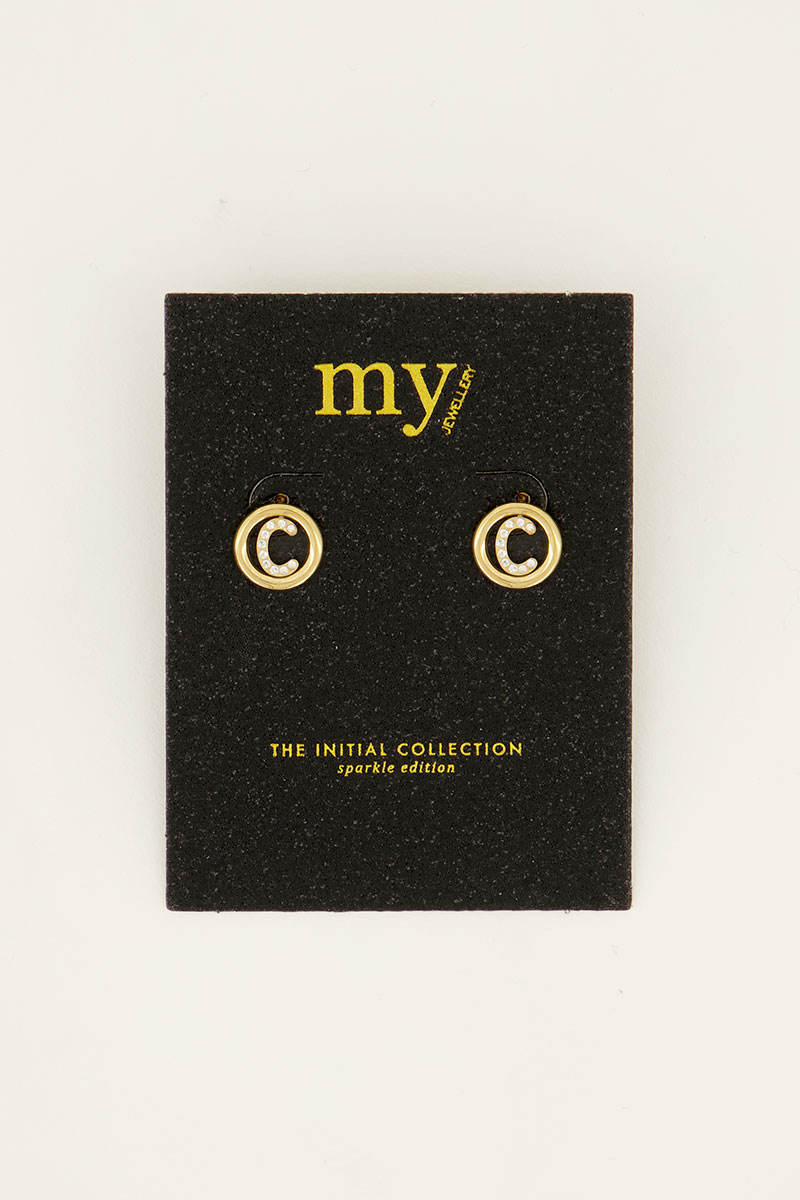 My jewellery Studs Met Initial Van Strass