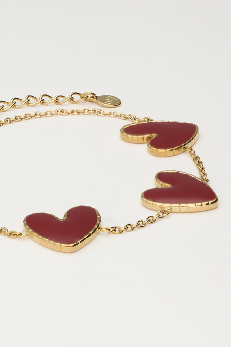 Fine bracelet with burgundy hearts | My Jewellery