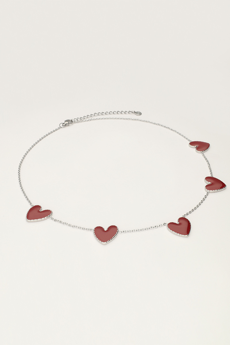 Delicate necklace with burgundy hearts | My Jewellery