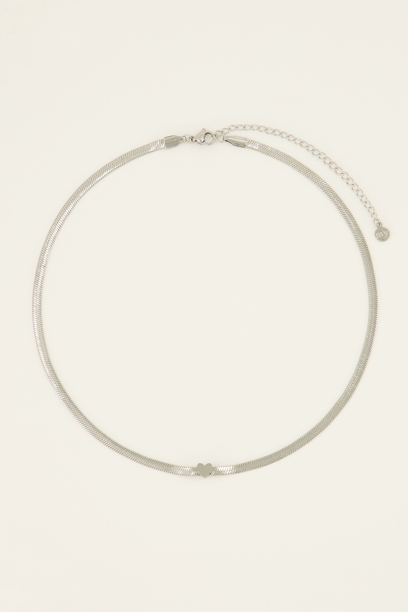 Ketting met platte schakel & hart