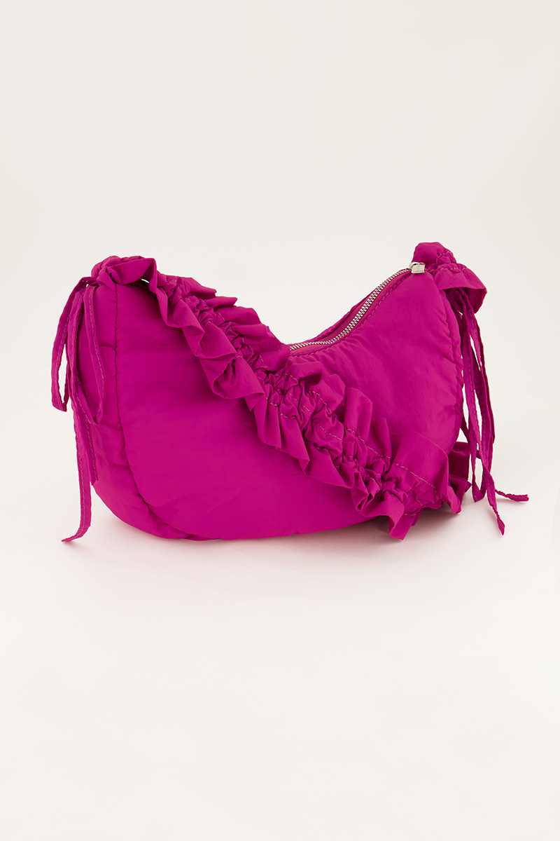 Fuchsia crossbody bag with ruffles