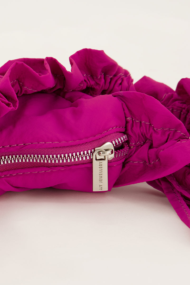 Fuchsia crossbody bag with ruffles