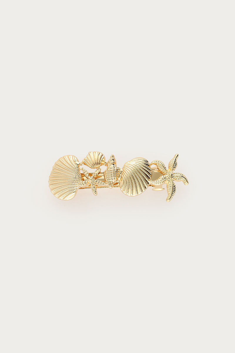Gold coloured hairpin with shells and starfish | My Jewellery