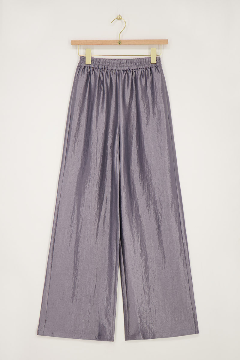 Gray wide leg pants satin look | My Jewellery