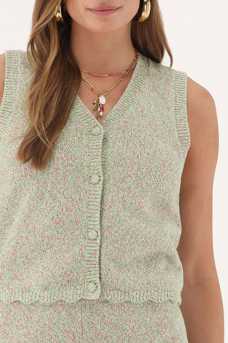 Green vest with scalloped edge | My Jewellery