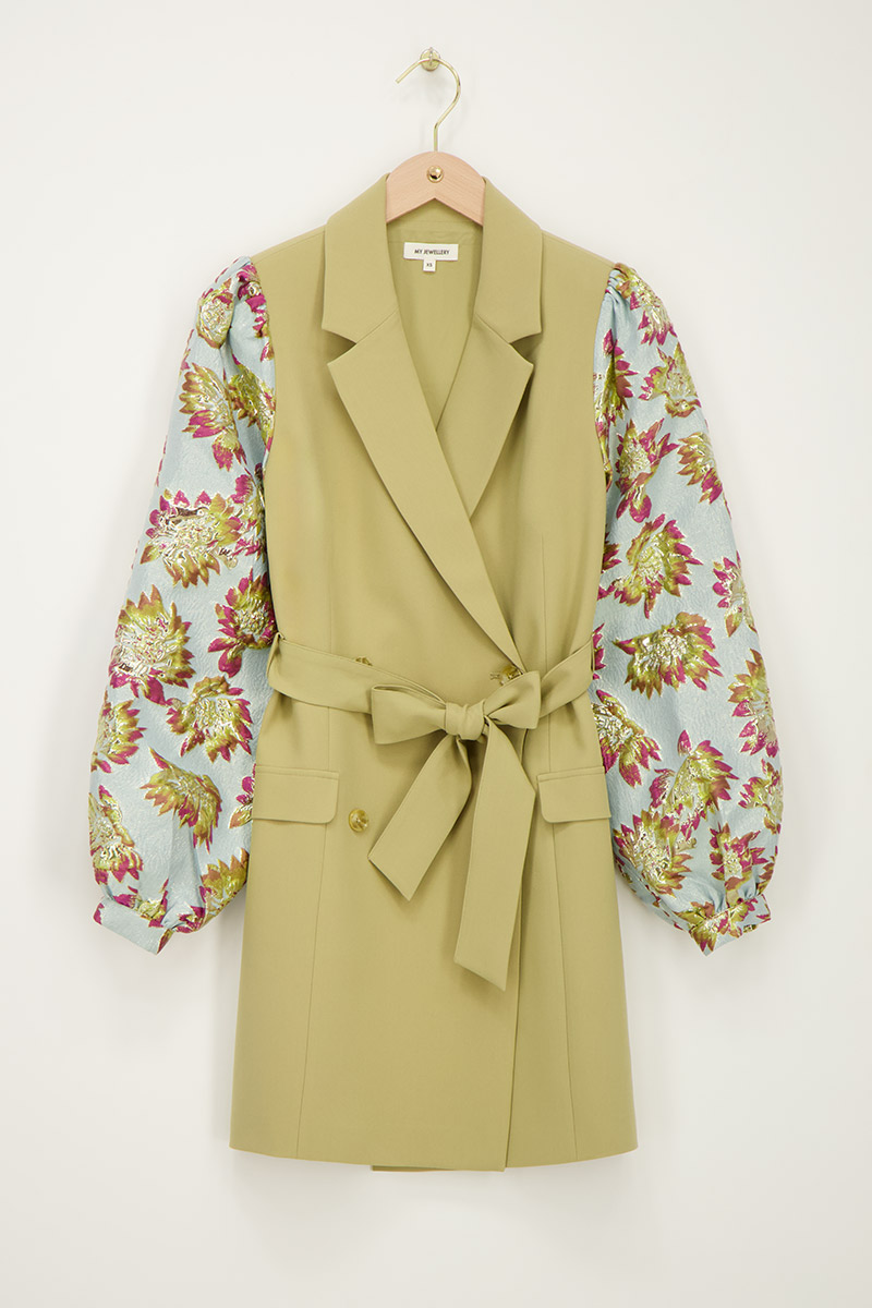 Green jacquard blazer dress | My Jewellery