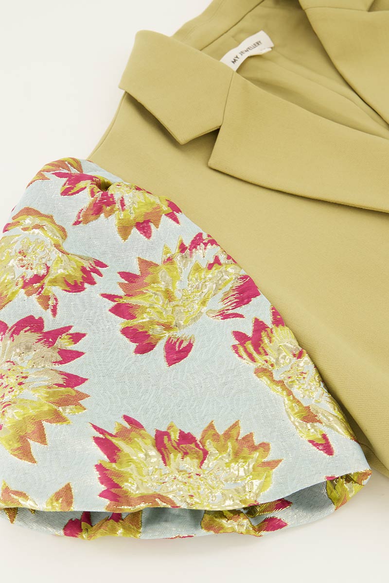 Green jacquard blazer with short sleeves | My Jewellery