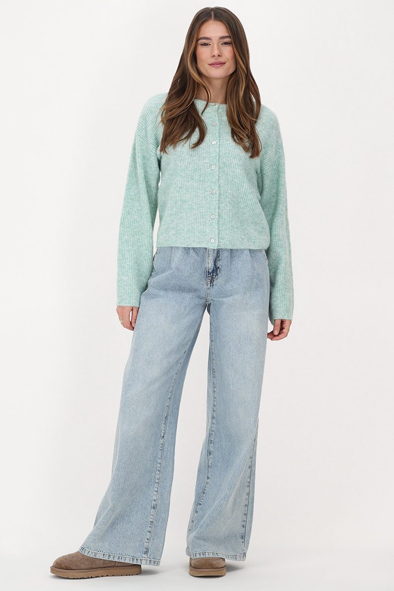 Green knitted cardigan with small buttons