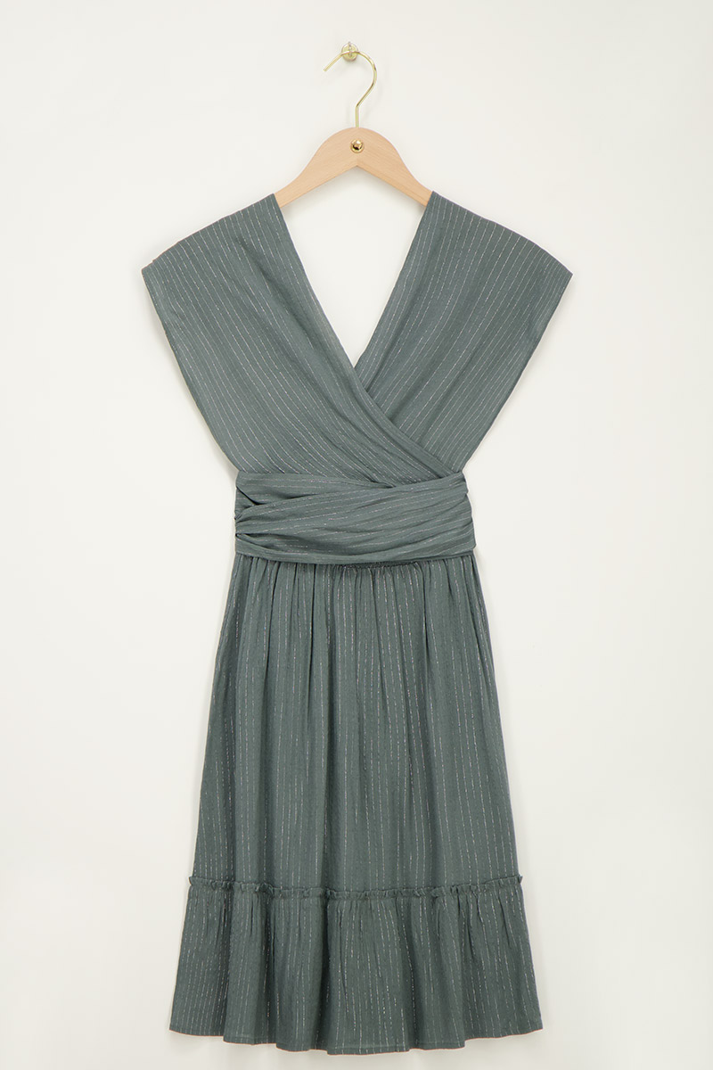 Green multiway wrap short dress with lurex | My Jewellery