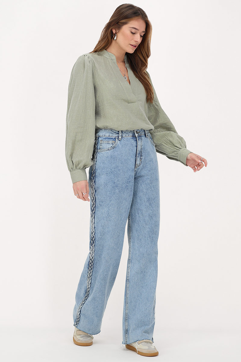 Green muslin blouse with lurex | My Jewellery