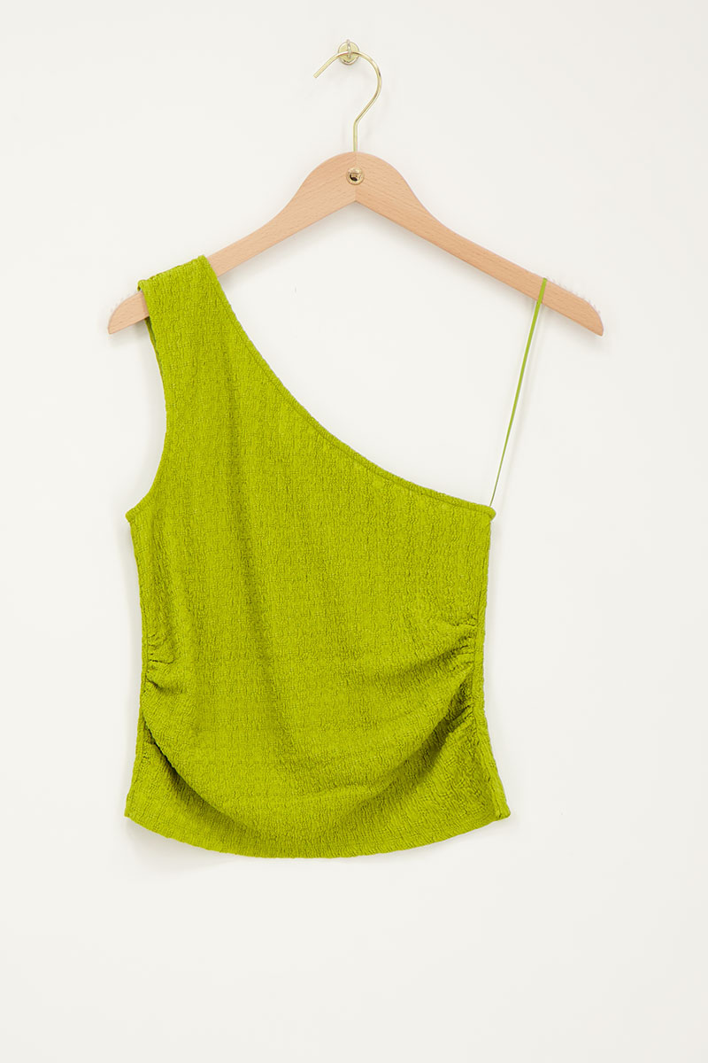 Green one-shoulder top with structure