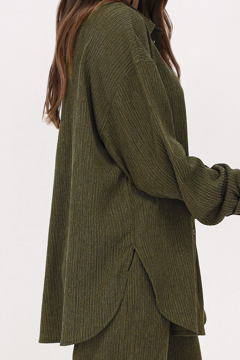 Green oversized blouse with buttons
