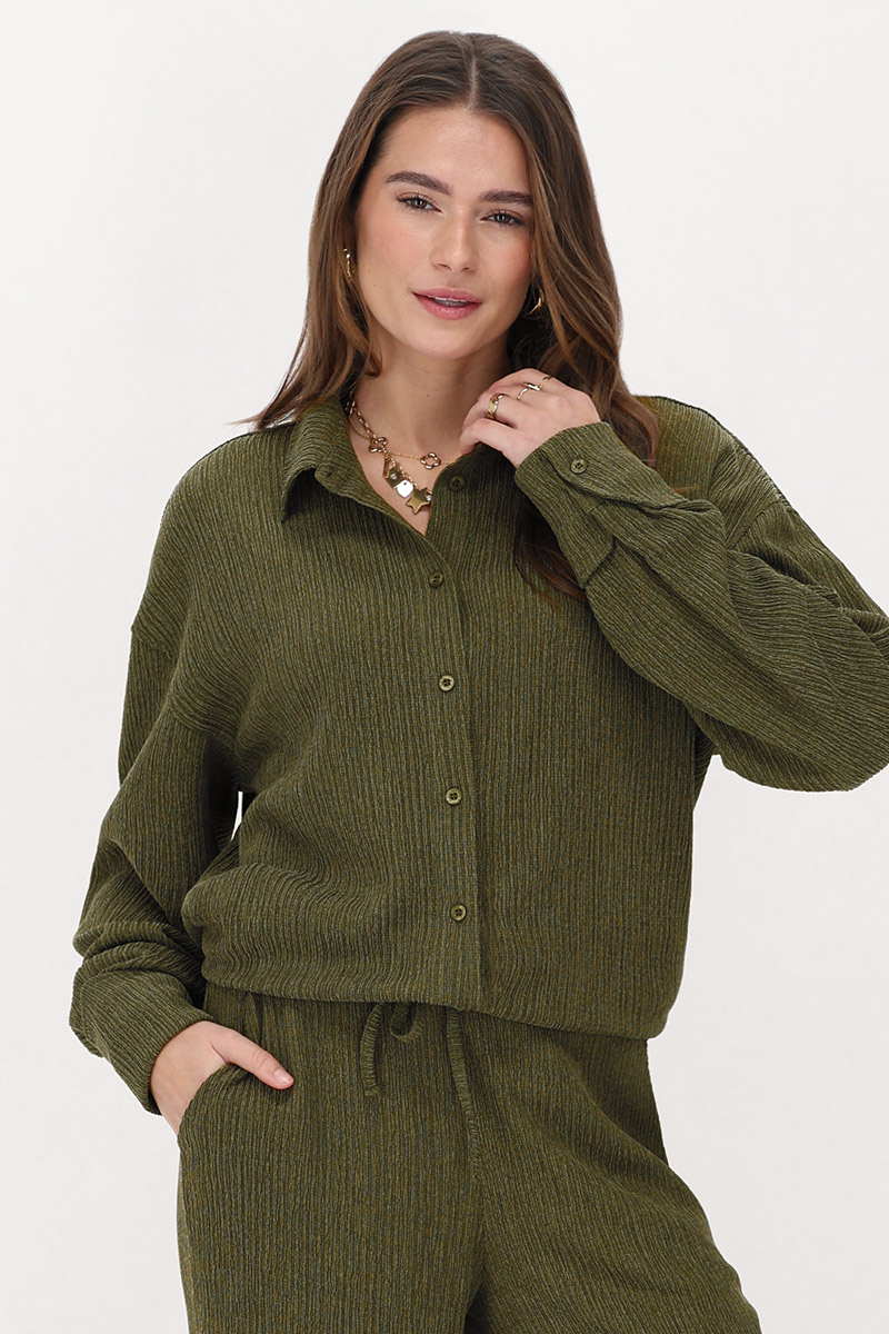 Green oversized blouse with buttons