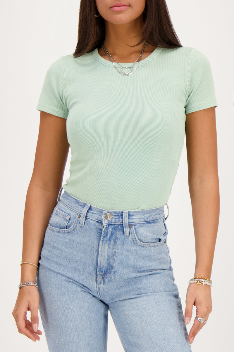 Green rib top with short sleeves | My Jewellery