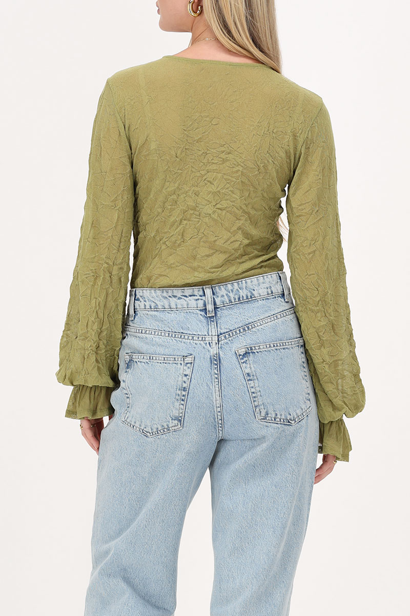 Green textured top with cuff | My Jewellery