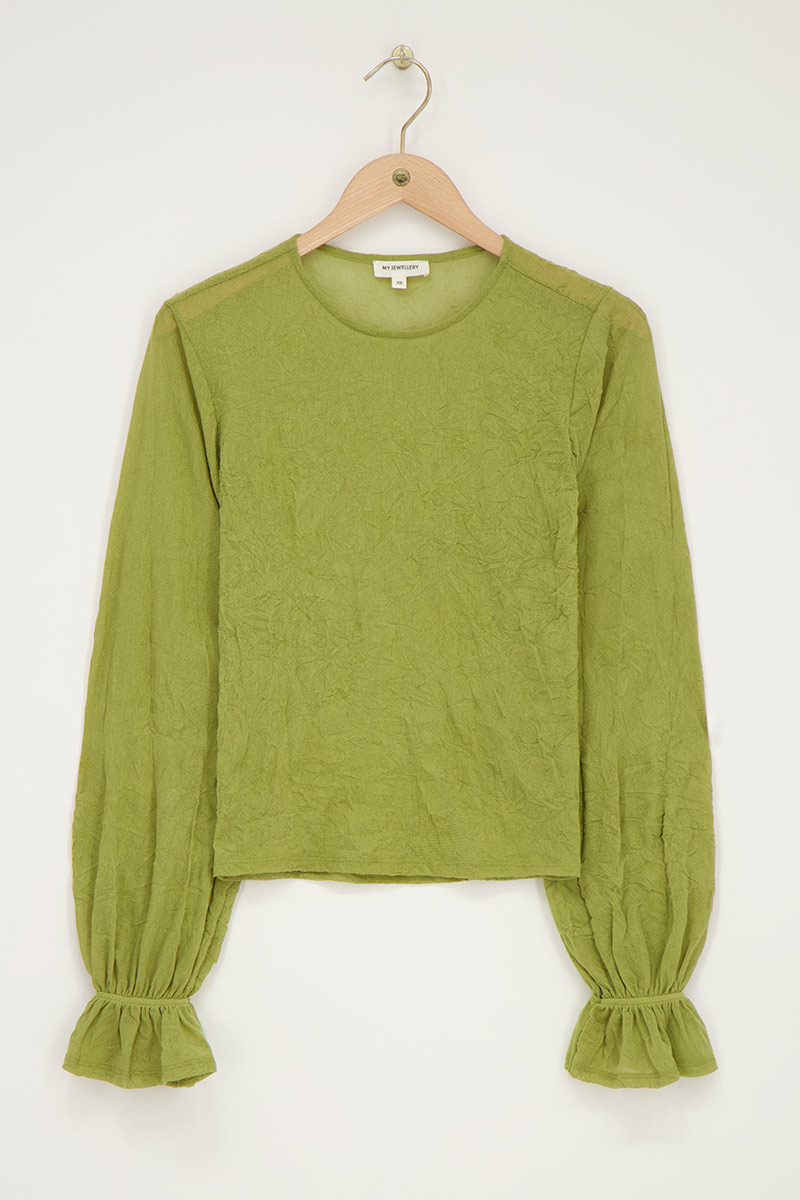 Green textured top with cuff | My Jewellery
