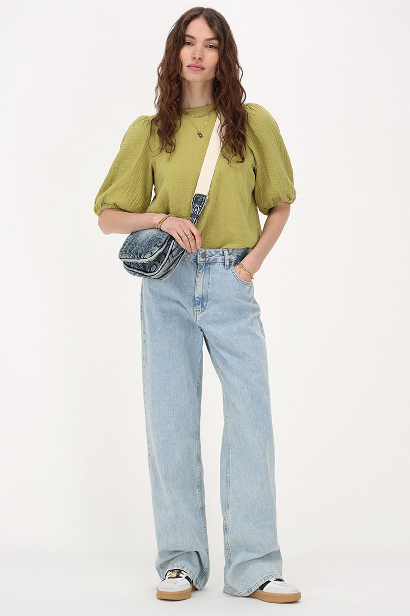 Green top with bows & puff sleeves | My Jewellery