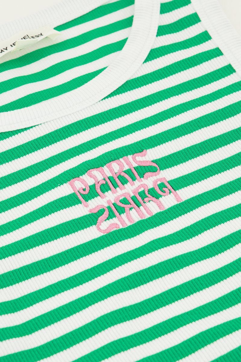 Green and white striped tank top | My Jewellery