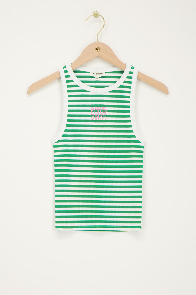 Green and white striped tank top | My Jewellery
