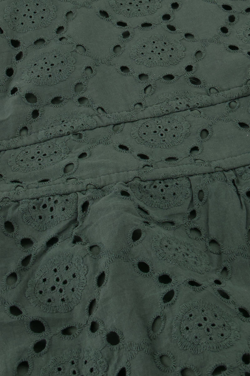 Green wide dress with embroidery | My Jewellery